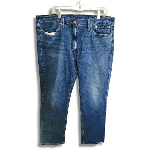 Levi’s Jeans 514 high rise Straight Relaxed Dark Wash Blue men 38X30 women's 16 - Picture 1 of 8